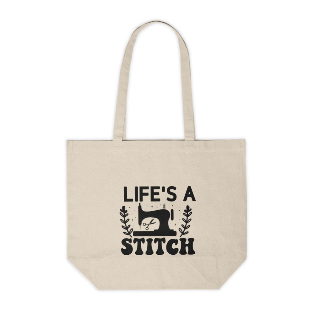 Life's A Stitch Custom Canvas Tote Bag